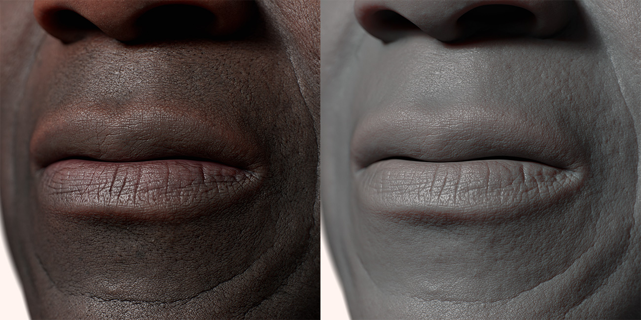 Male head scan skin pore details 